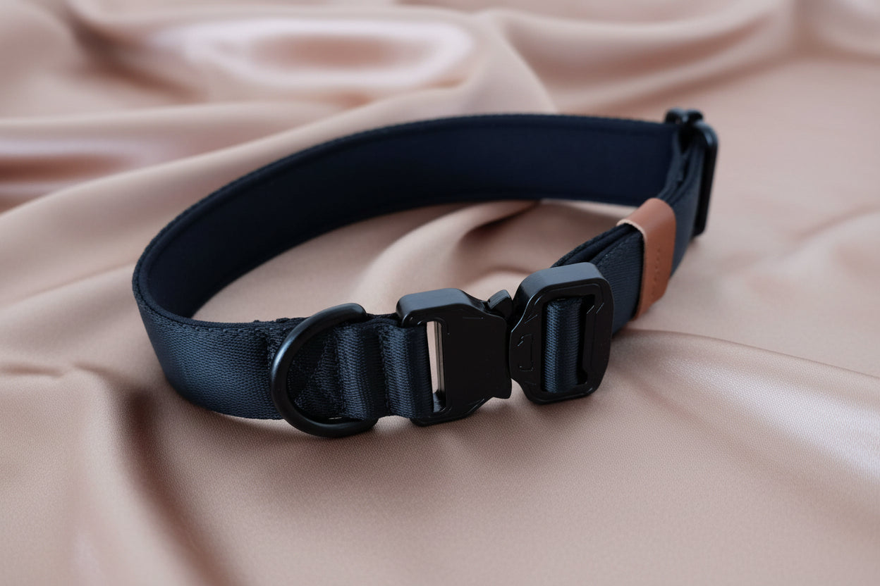 Black tactical dog collar