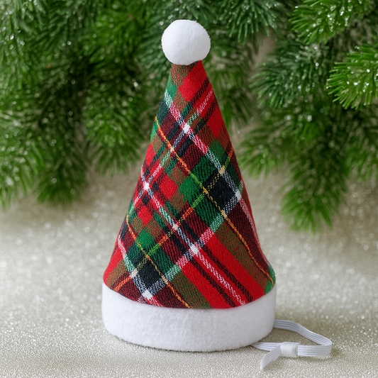 Pet santa hat Tartan