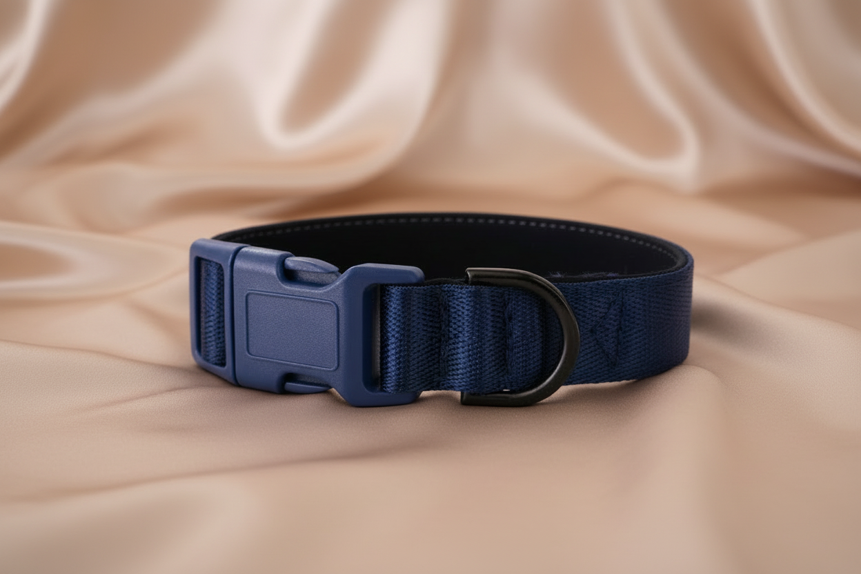 Navy Blue Dog Collar – Padded Buckle Collar