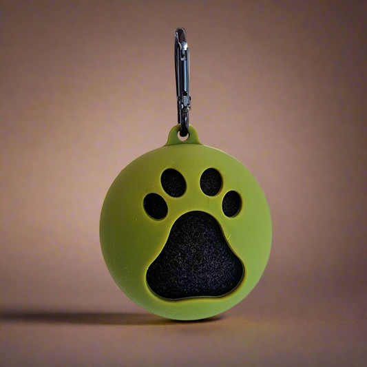 Black Tennis Ball with Green Clip-on Holder