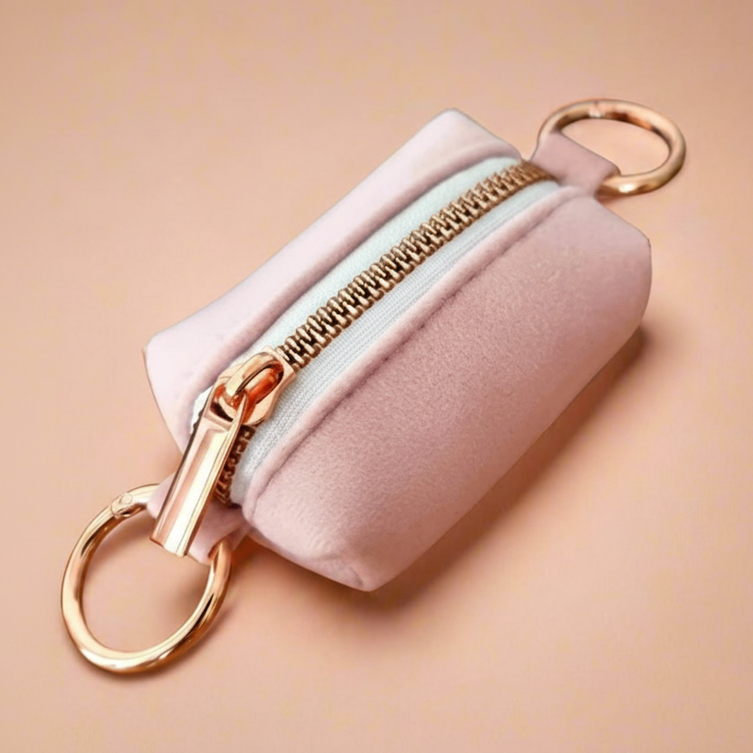 Light pink dog poop bag holder