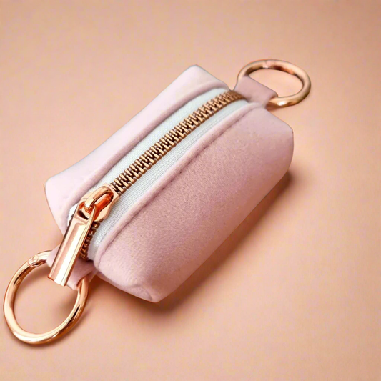 Dog poop bag holder - Dusty Pink velvet