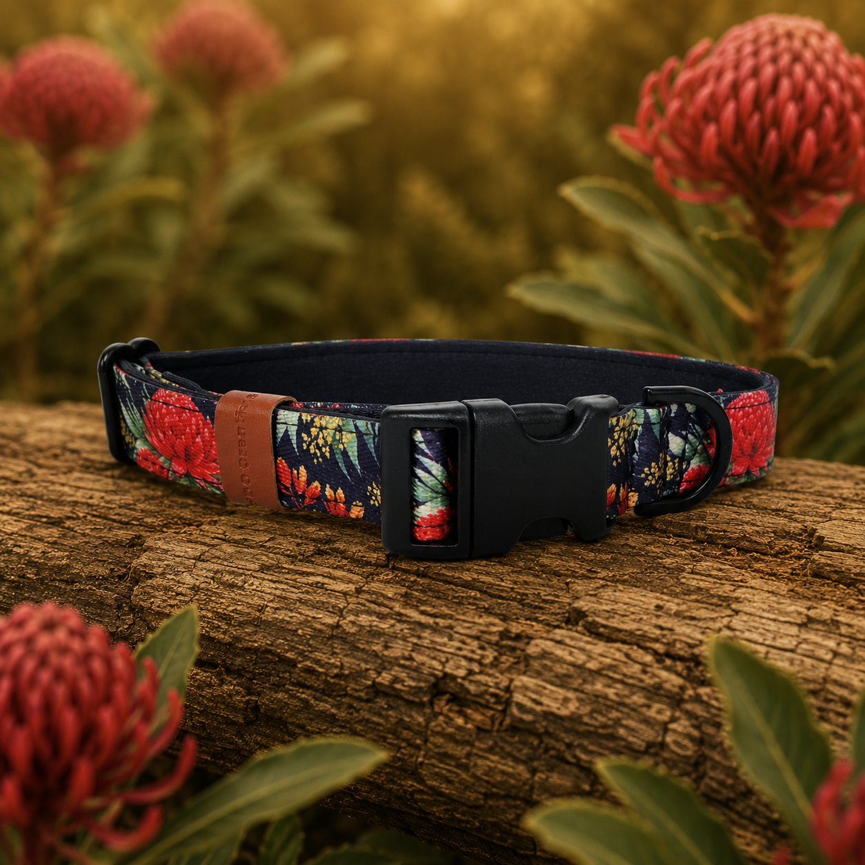 Waratah Dog Collar – Australian Native Floral Buckle Collar