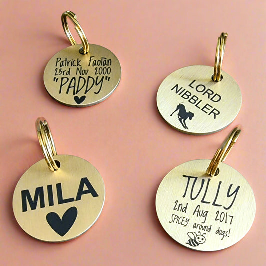 custom solid brass pet name tags