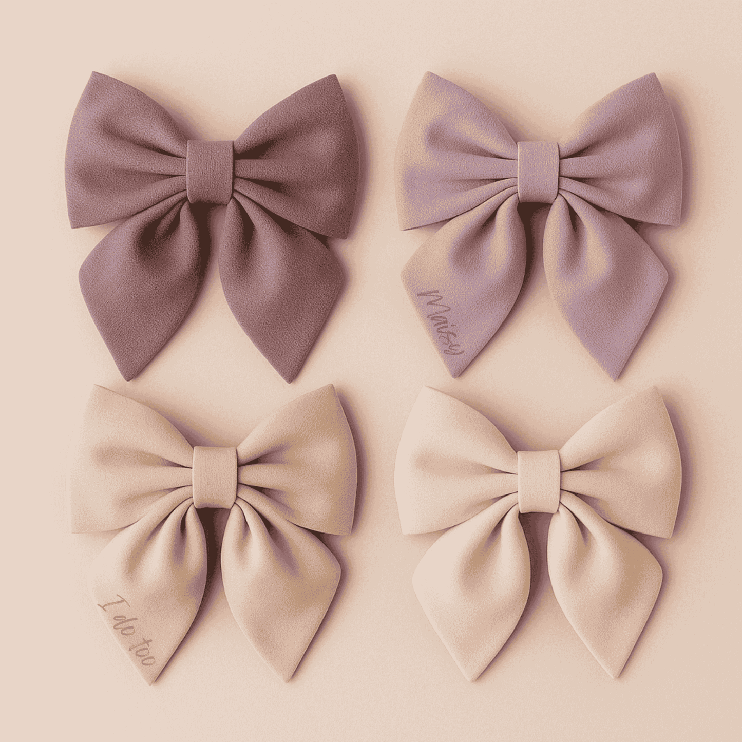 Dog Bowtie, Beige Velvet
