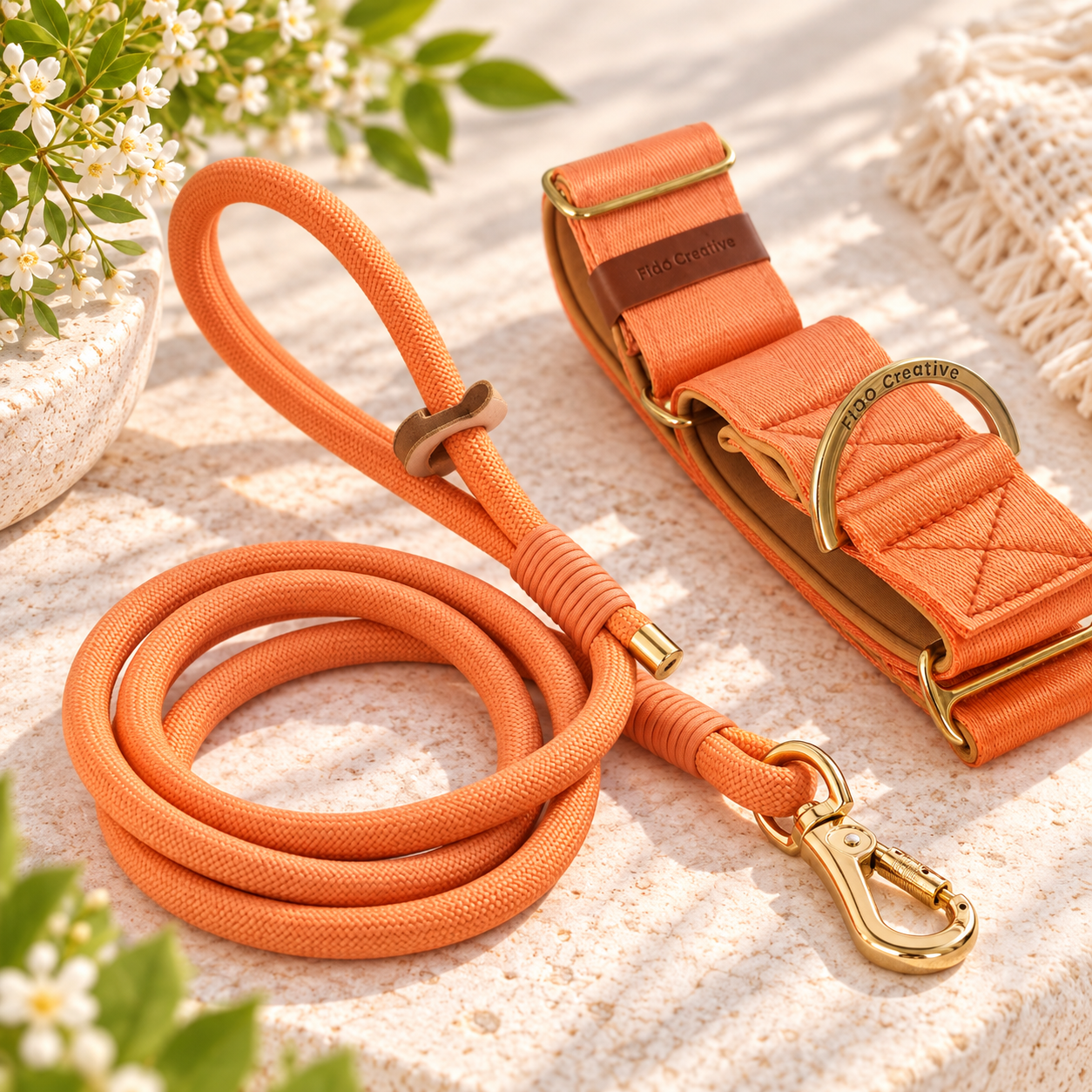 Orange Martingale Dog Collar – Padded, personalised with Dog’s Name Optional