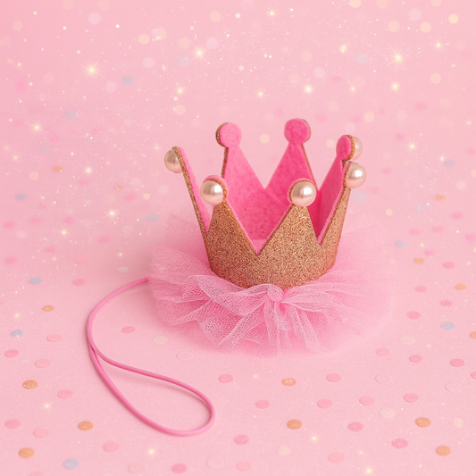 Dog princess crown birthday party hat