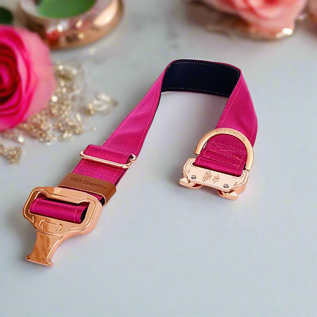 Pink dog collar - Padded for comfort and perosnalised options