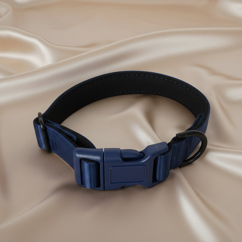 Navy Blue Dog Collar – Padded Buckle Collar