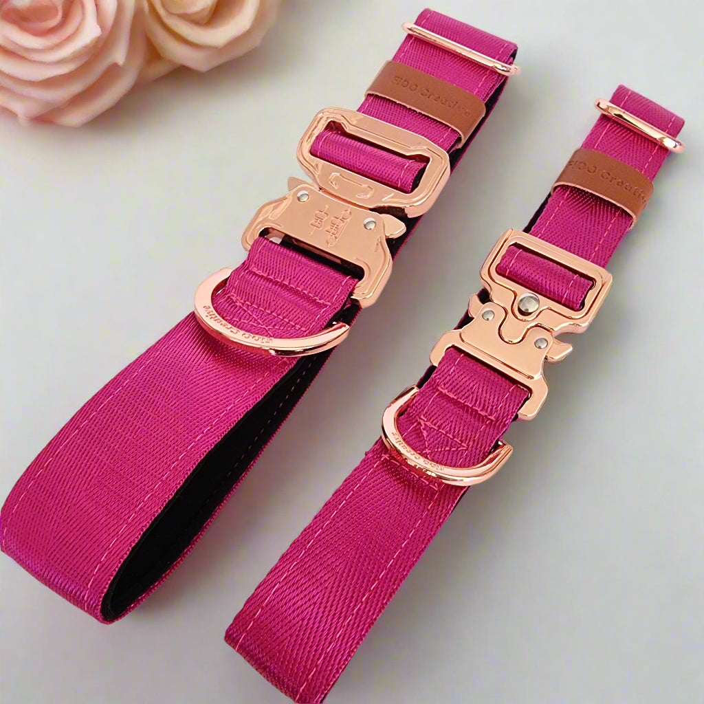 Pink dog collar - Padded for comfort and perosnalised options