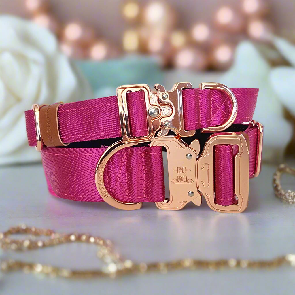 Pink dog collar - Padded for comfort and perosnalised options