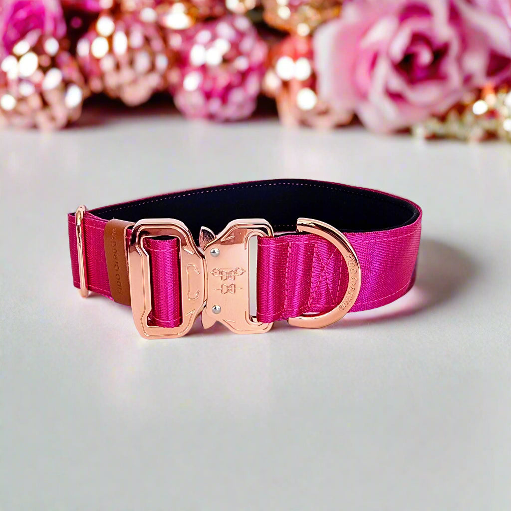 Pink dog collar - Padded for comfort and perosnalised options