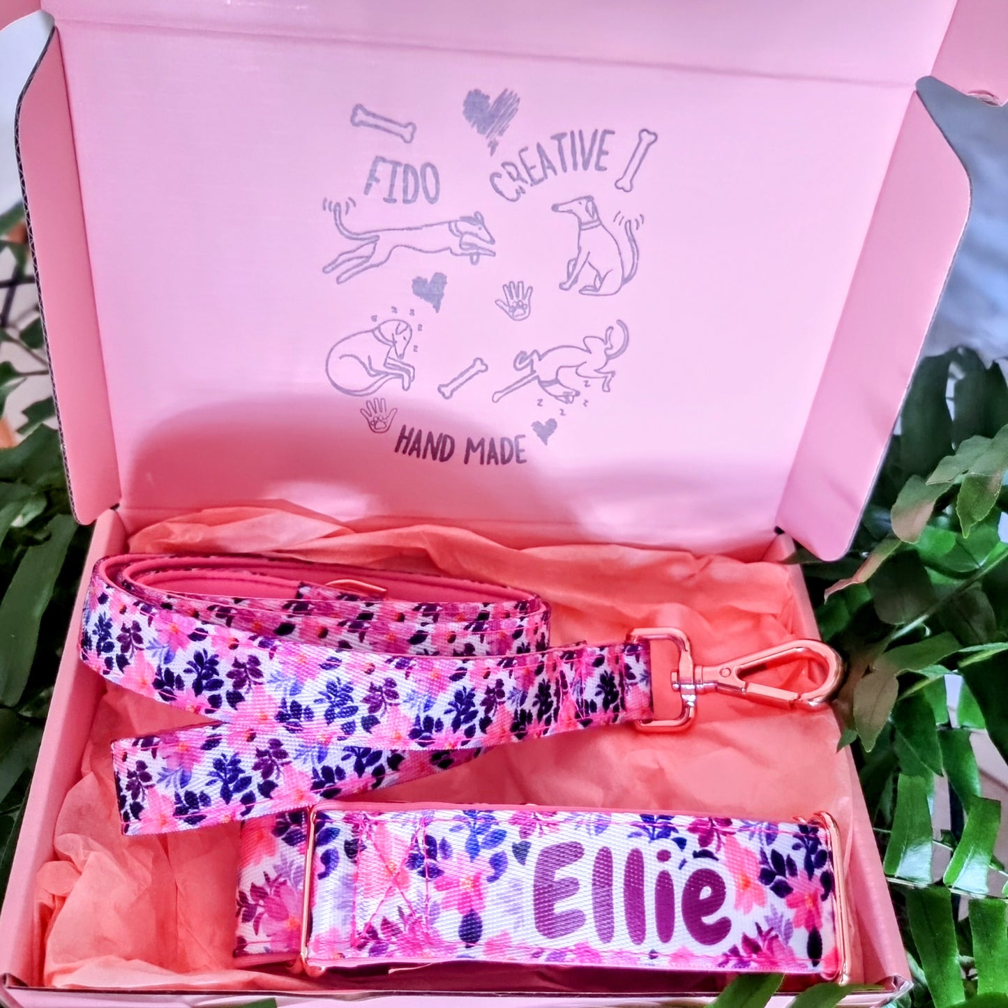 Personalised dog collar set with name